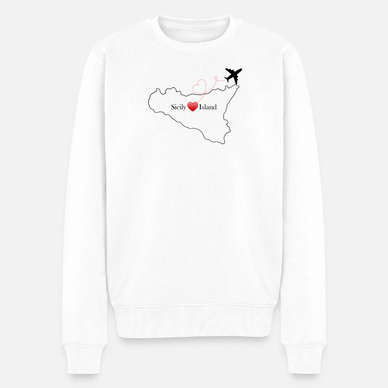 Sicily Island - Männer Premium Bio Pullover - Weiß