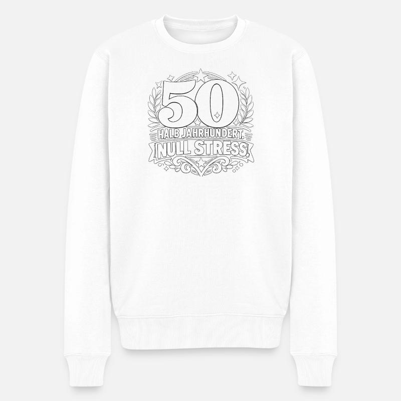 50 Halbjahrhundert Null Stress - Männer Premium Bio Pullover - Weiß