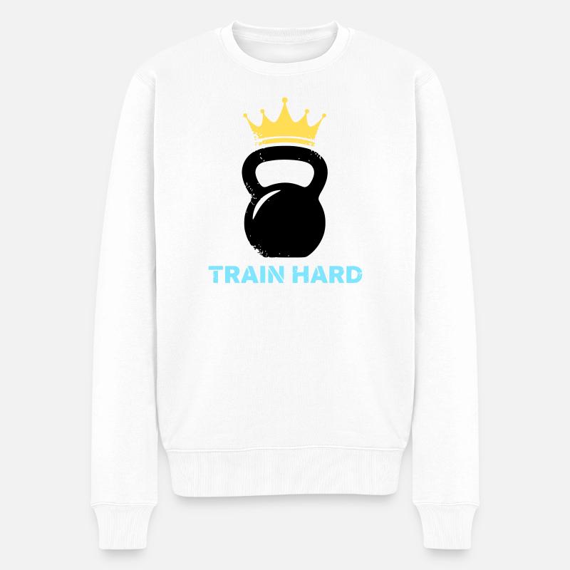 Entraînement à couronne avec kettlebell - Pull Premium bio Homme - blanc