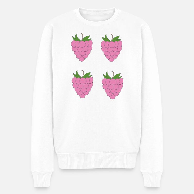 Himbeer Doppel-Cluster Muster - Männer Premium Bio Pullover - Weiß