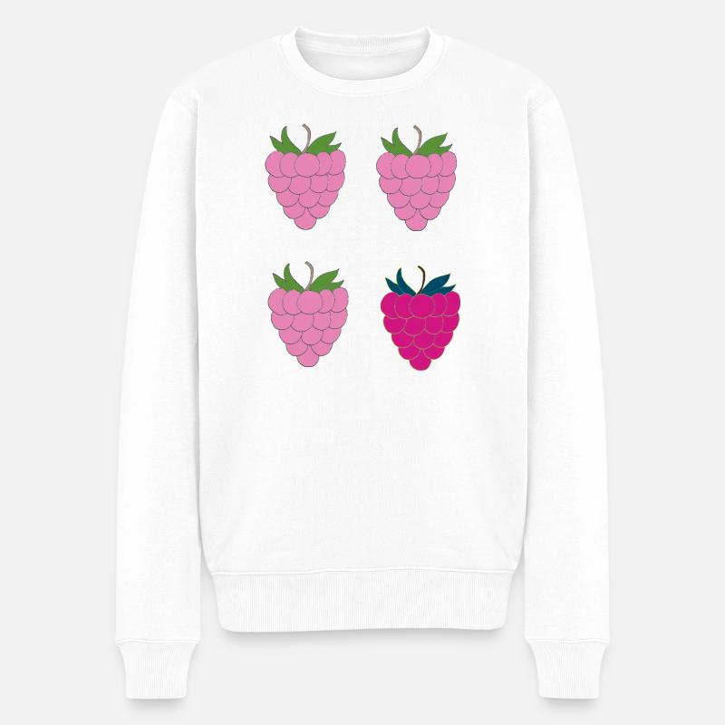 Doppel-Himbeer Pop-Art - Männer Premium Bio Pullover - Weiß