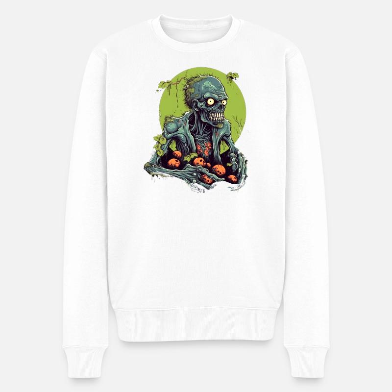 Halloween - Zombie - Horror - Hexe - Männer Premium Bio Pullover - Weiß