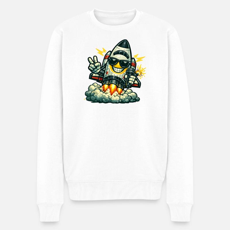 Space Rocket Duck z mikrofonem - Ekologiczna męska bluza Premium - biały