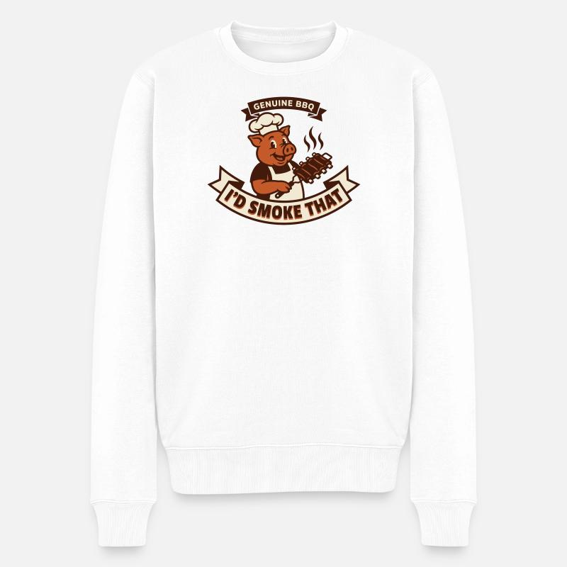Pig Pitmaster BBQ Rubs und Rippchen - Männer Premium Bio Pullover - Weiß