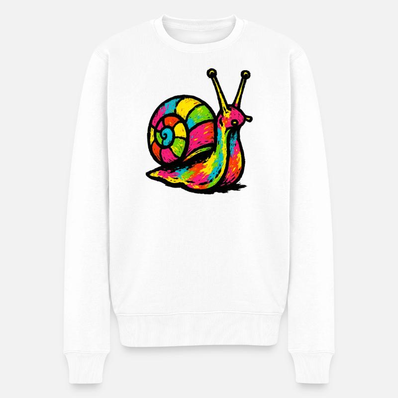 Escargot Arc-en-ciel : Gastéropode Pop Art - Pull Premium bio Homme - blanc