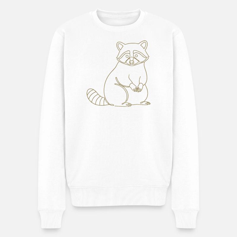 Silhouette de raton laveur mignon, minimaliste - Pull Premium bio Homme - blanc