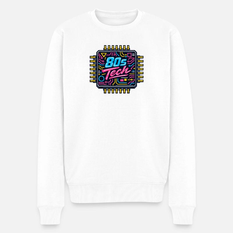 80er Tech Neon Chip - Männer Premium Bio Pullover - Weiß