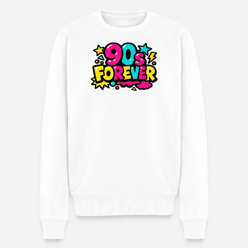 90s Forever Neon Pop - Männer Premium Bio Pullover - Weiß