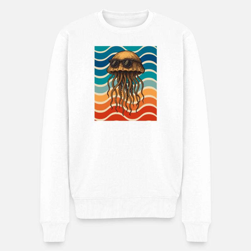Plage des lunettes de soleil méduses - Pull Premium bio Homme - blanc