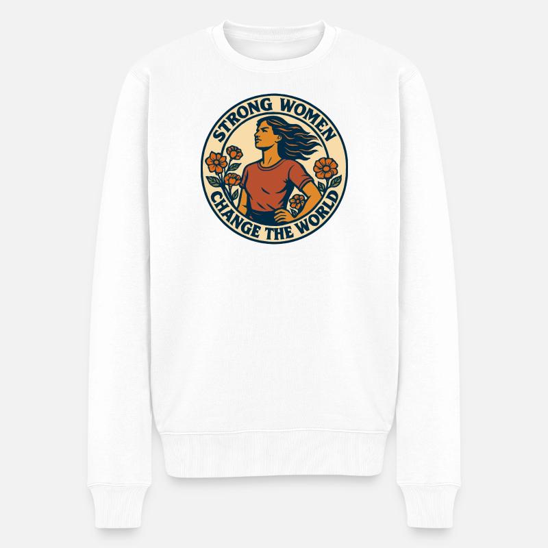 Starke Frauen Verändern Die Welt - Männer Premium Bio Pullover - Weiß