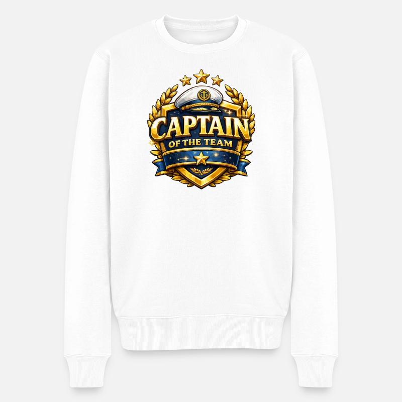 Kapitän der Team Abzeichen - Männer Premium Bio Pullover - Weiß