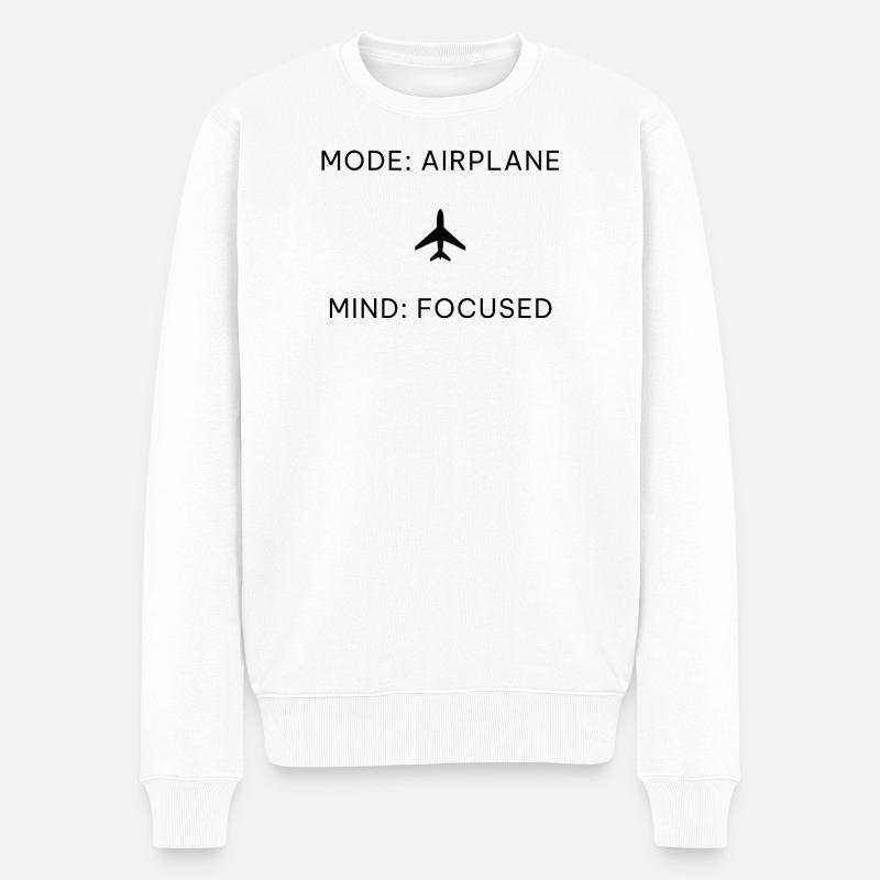Mode Airplane Mind Focused – Digital Detox Spruch - Männer Premium Bio Pullover - Weiß