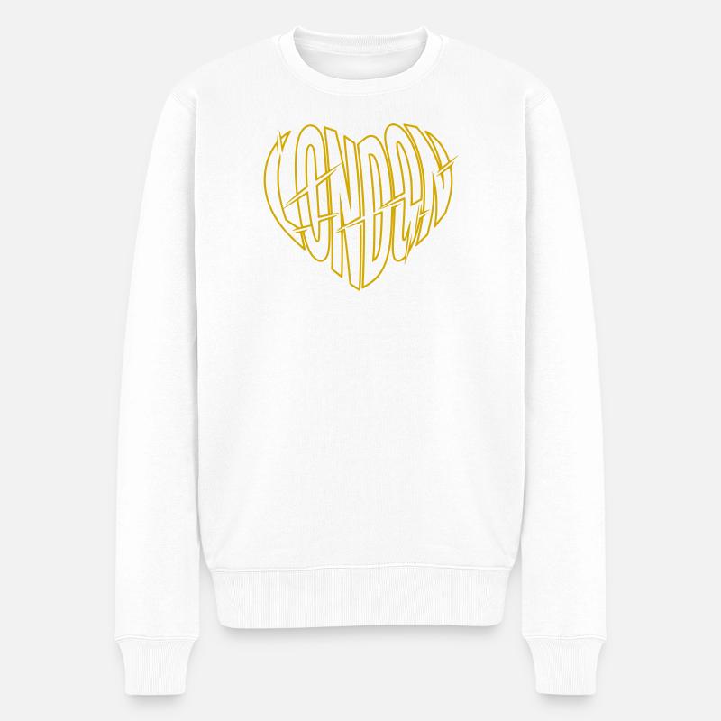 Lettrage jaune à pointes de Londres - Pull Premium bio Homme - blanc