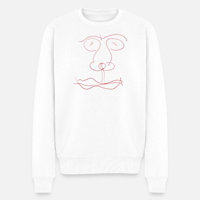 Ligne de face rouge abstraite - Pull Premium bio Homme - blanc