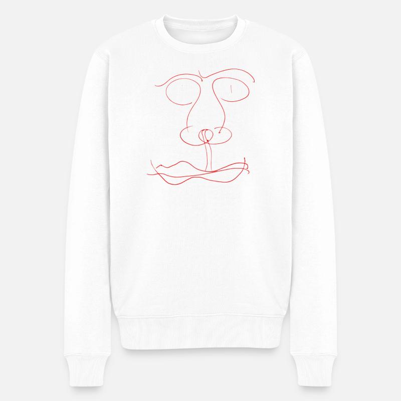 Rotes Liniengesicht - Männer Premium Bio Pullover - Weiß