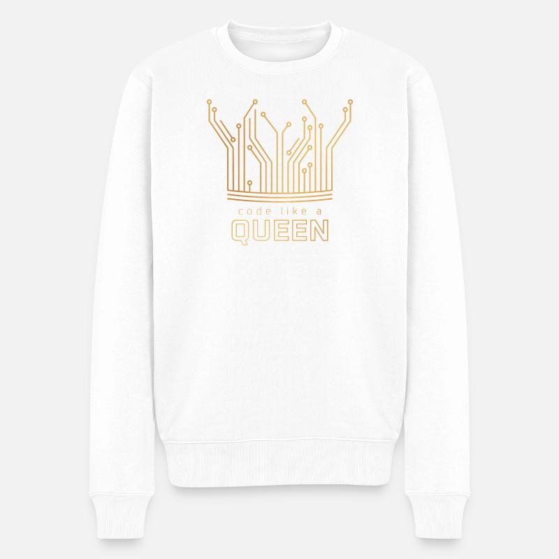 Code Like a Queen - Männer Premium Bio Pullover - Weiß