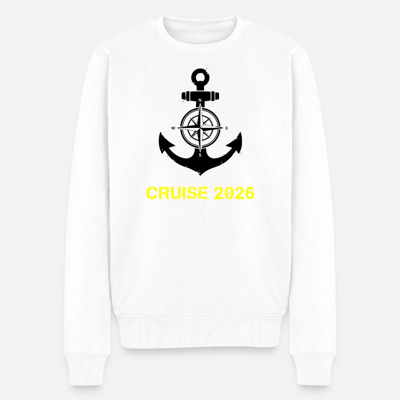 Cruise 2026 Anker Kompass - Männer Premium Bio Pullover - Weiß