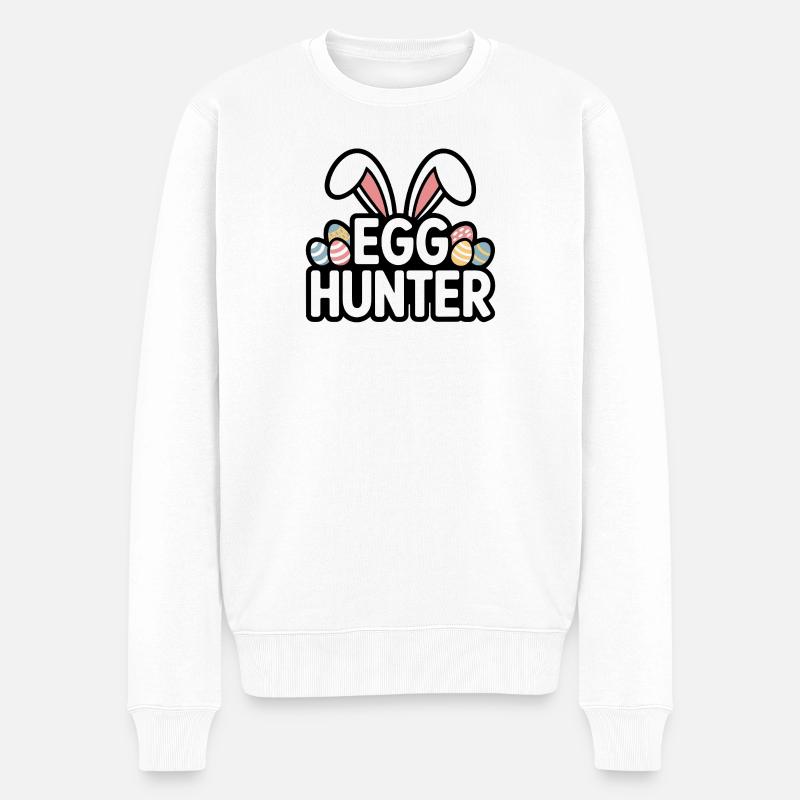 Ei Jäger Hase – Ostern Design - Männer Premium Bio Pullover - Weiß