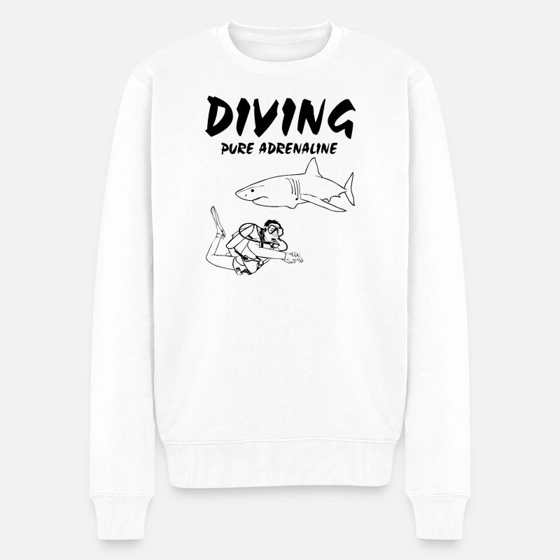 Diving - Tauchen - Taucher - Hai - Männer Premium Bio Pullover - Weiß