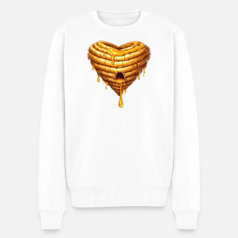 Hjertebikube med honningillustration - Økologisk premium-sweatshirt til mænd - hvid