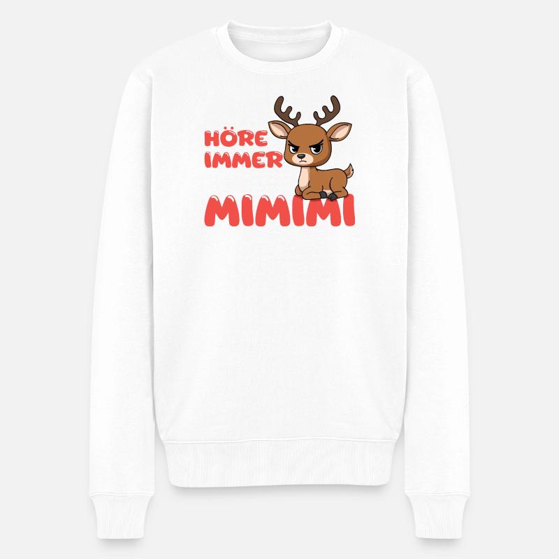 Ich Höre Immer Nur Mimimi Reh - Männer Premium Bio Pullover - Weiß