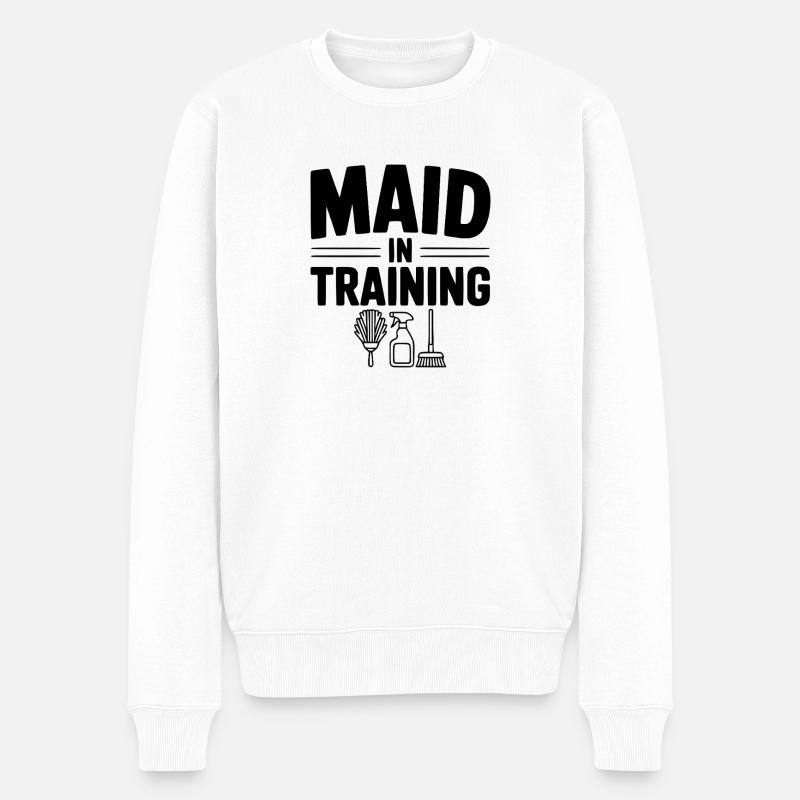 Dienstmädchen in Ausbildung - Männer Premium Bio Pullover - Weiß