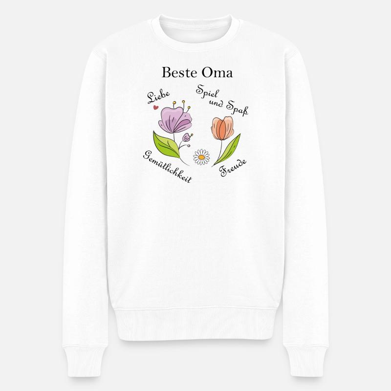 Beste Oma - Männer Premium Bio Pullover - Weiß