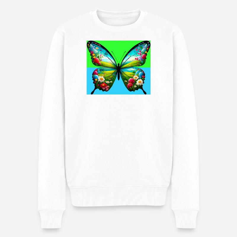 Schmetterling - Männer Premium Bio Pullover - Weiß
