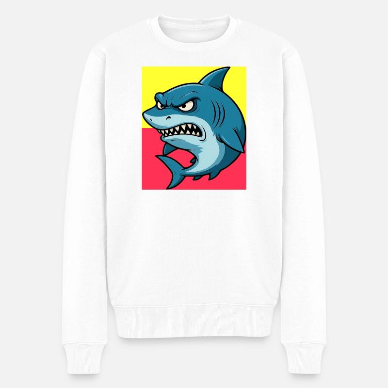 Hai - Männer Premium Bio Pullover - Weiß