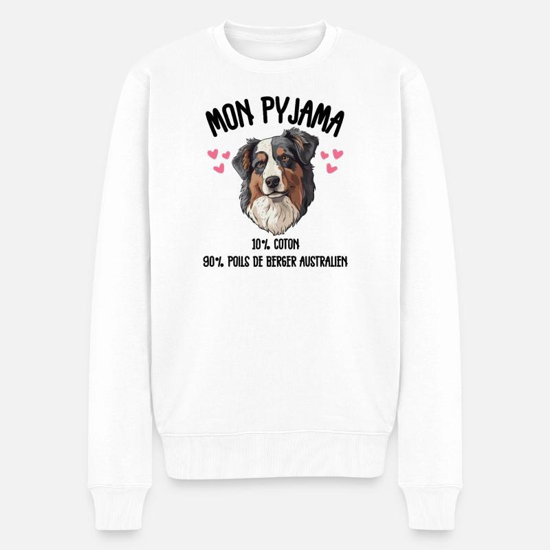 Pyjama Chien Berger Australien Drôle  - Pull Premium bio Homme - blanc