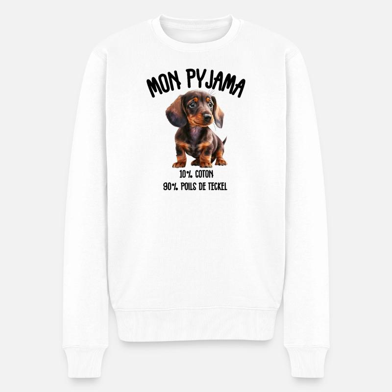 Pyjama Chien Teckel Humour - Pull Premium bio Homme - blanc