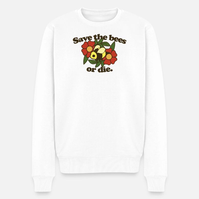 Rette die Bienen oder stirb - Männer Premium Bio Pullover - Weiß
