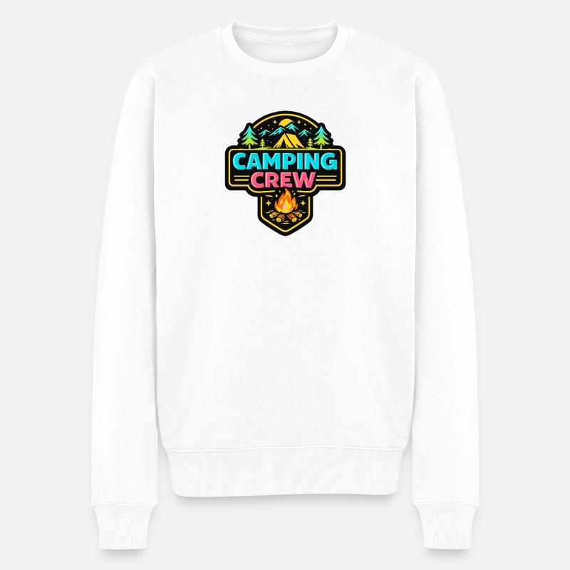 Camping Crew Abzeichen Neon - Männer Premium Bio Pullover - Weiß