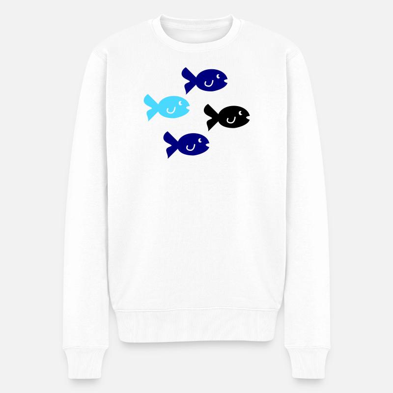 Fiskesilhuett - Premium økologisk genser for menn - hvit