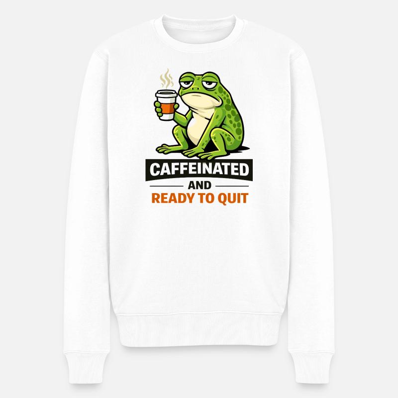 Grenouille caféinée : Prêt à arrêter - Pull Premium bio Homme - blanc