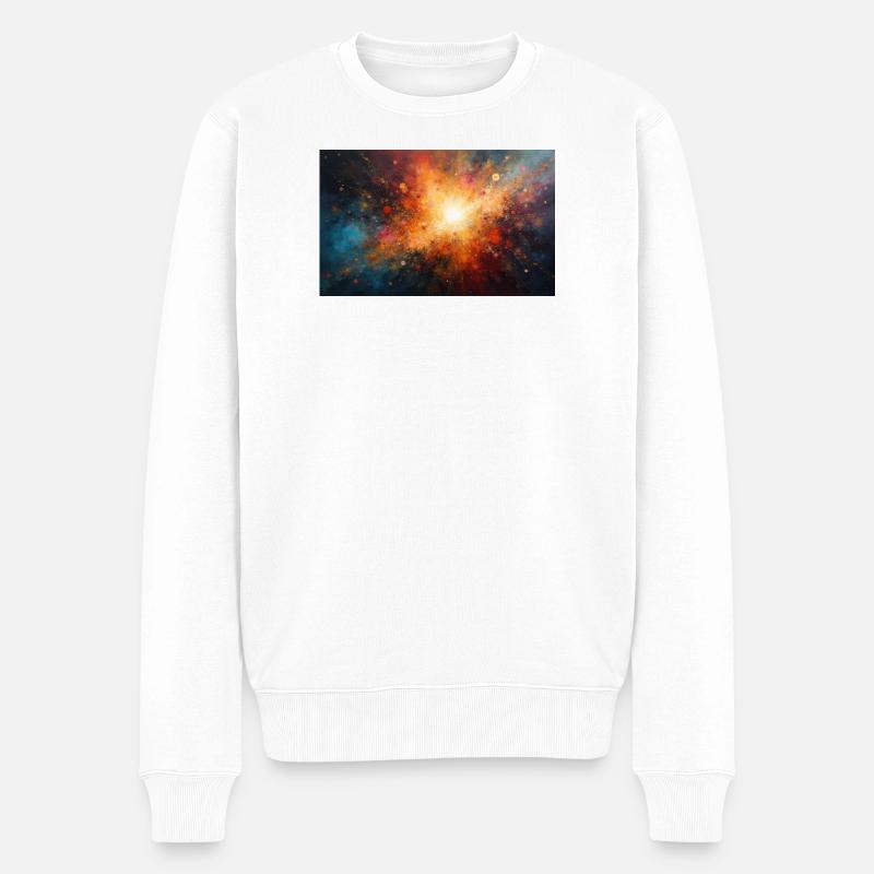 Kosmische Burst-Nebel-Explosion - Männer Premium Bio Pullover - Weiß