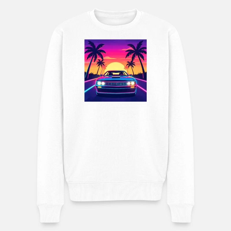 Neon Sunset Drive - Männer Premium Bio Pullover - Weiß