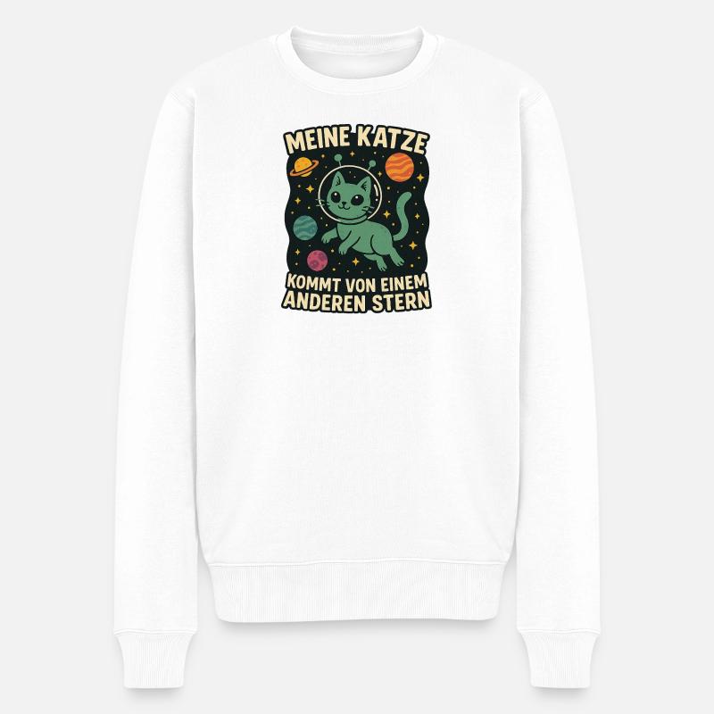 Meine Katze aus Sternenwelt - Männer Premium Bio Pullover - Weiß