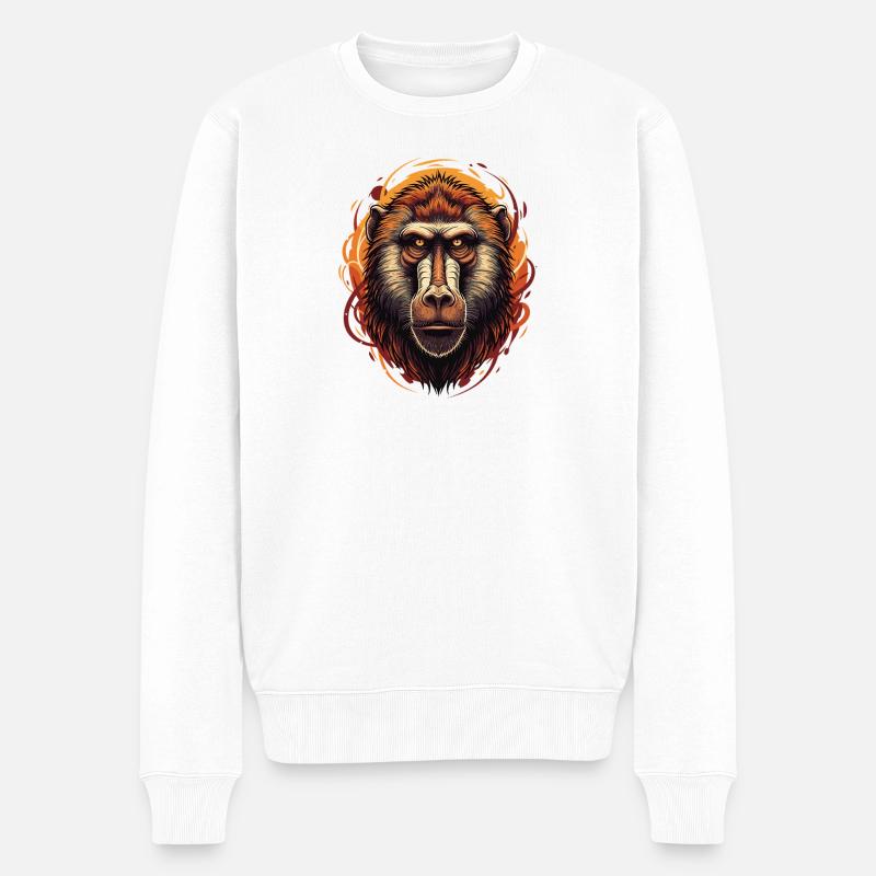 Portrait du Babouin du Singe - Pull Premium bio Homme - blanc