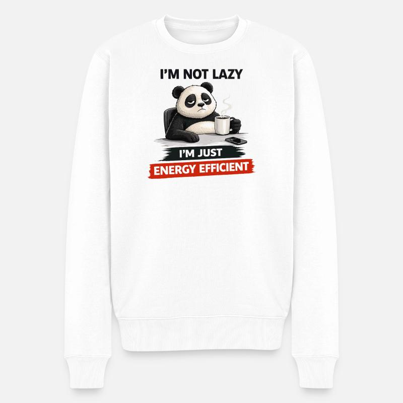 Energieeffizienter Panda Brew - Männer Premium Bio Pullover - Weiß