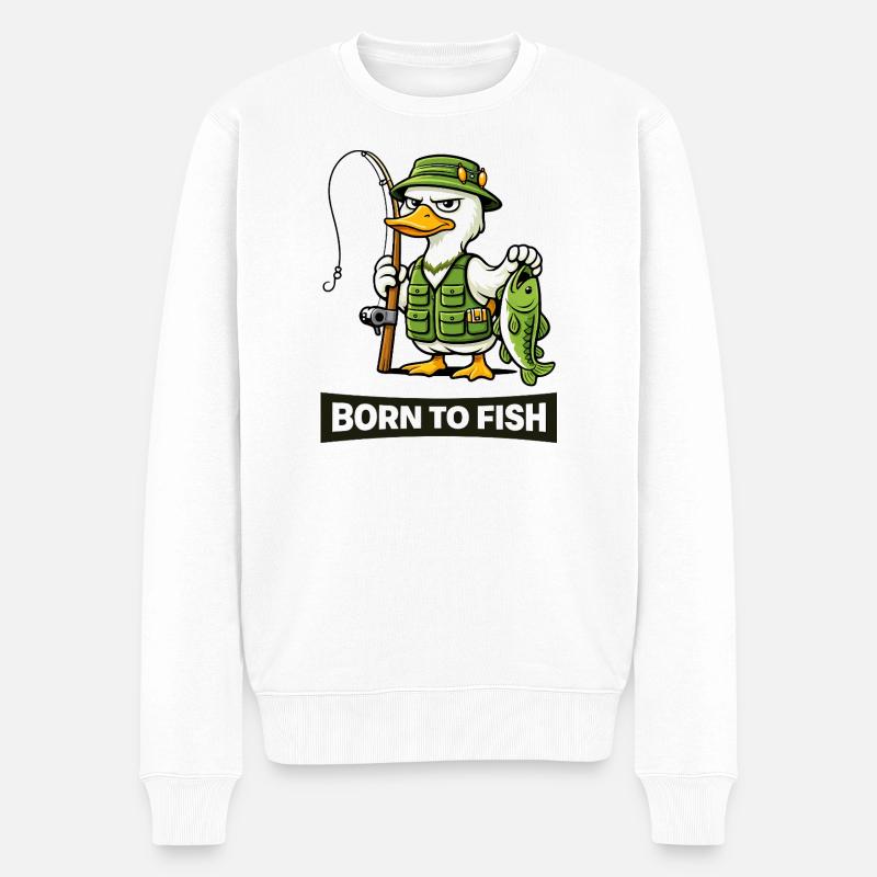 Né de pêcheur au canard pêcheur - Pull Premium bio Homme - blanc