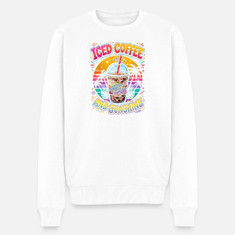 Café glacé et soleil - Pull Premium bio Homme - blanc