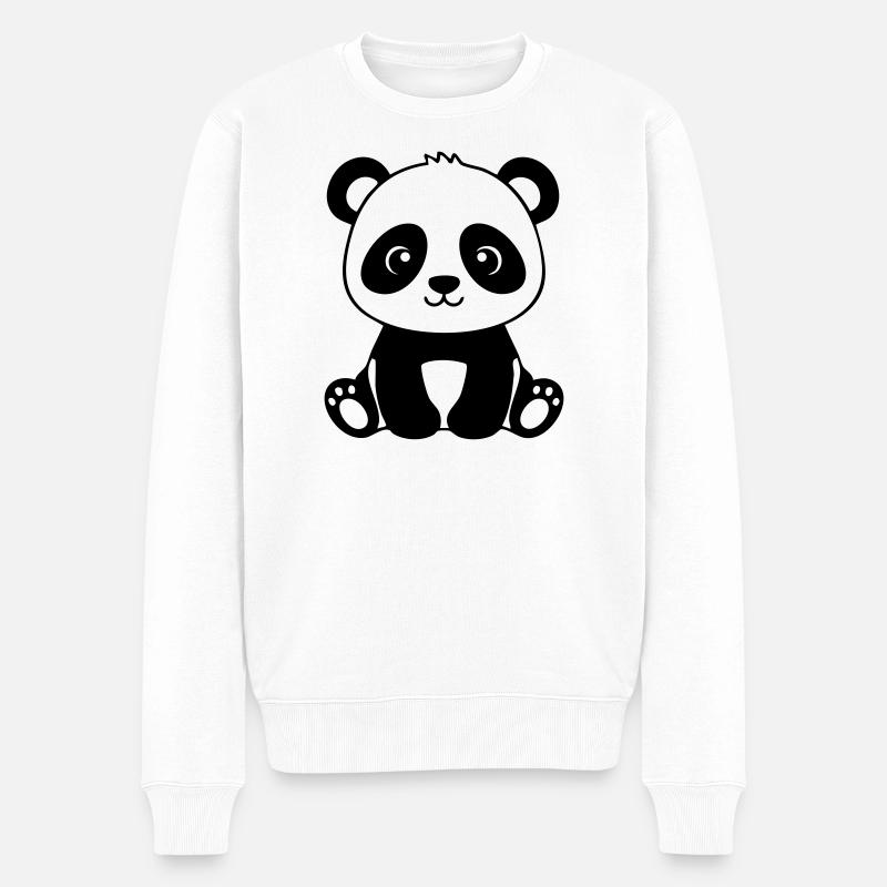 Süßes Panda-Baby – Schwarz und Weiß - Männer Premium Bio Pullover - Weiß