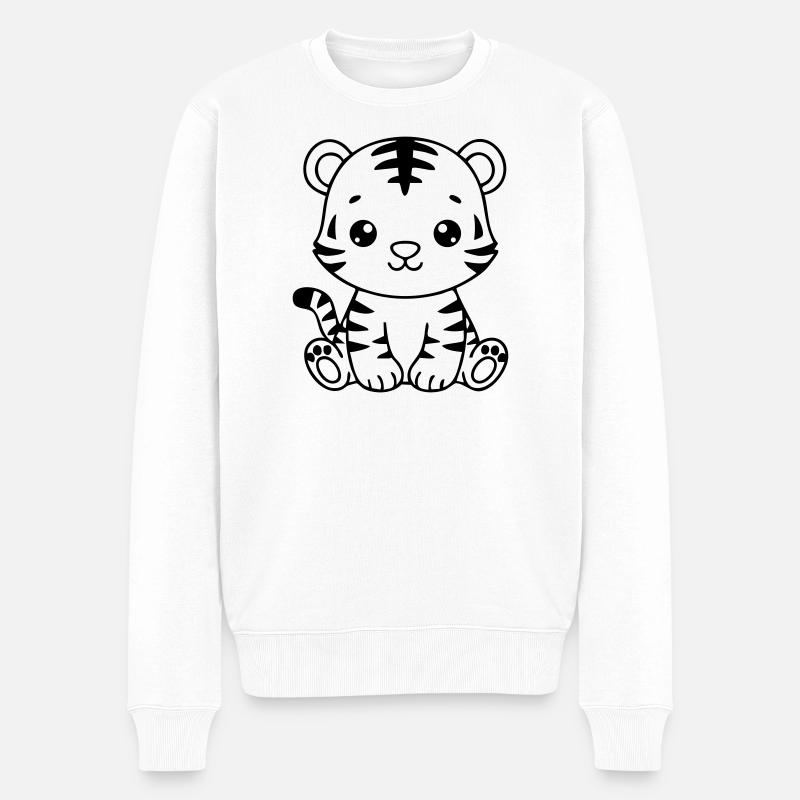 Petit tigre mignon – Petit noir et blanc - Pull Premium bio Homme - blanc