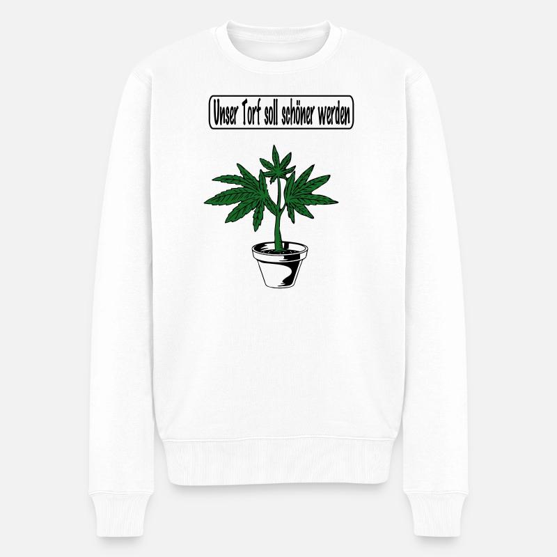 Cannabis-Design - Männer Premium Bio Pullover - Weiß