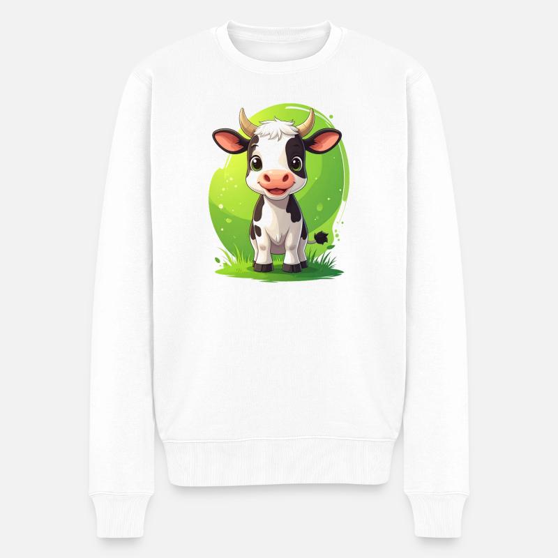 Niedliche Kuh - Männer Premium Bio Pullover - Weiß