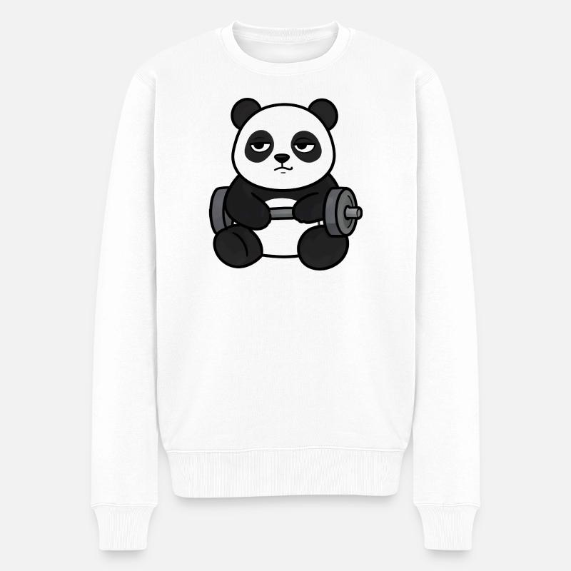 Panda Powerlifting - Männer Premium Bio Pullover - Weiß