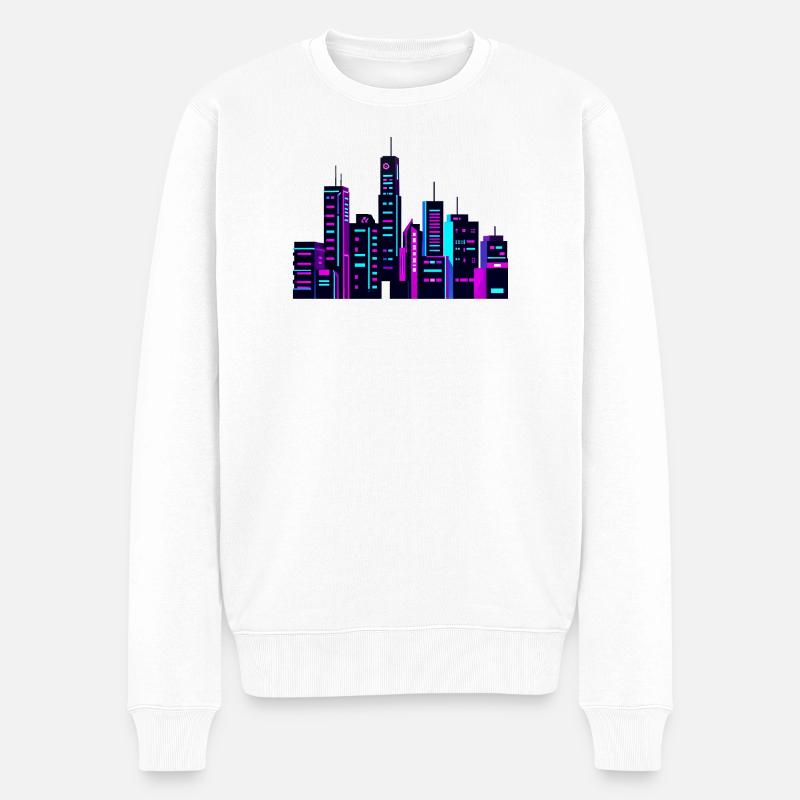 Silhouette de Neon City - Pull Premium bio Homme - blanc