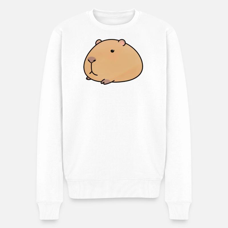 Entspannte Capybara-Cozy Vibe - Männer Premium Bio Pullover - Weiß