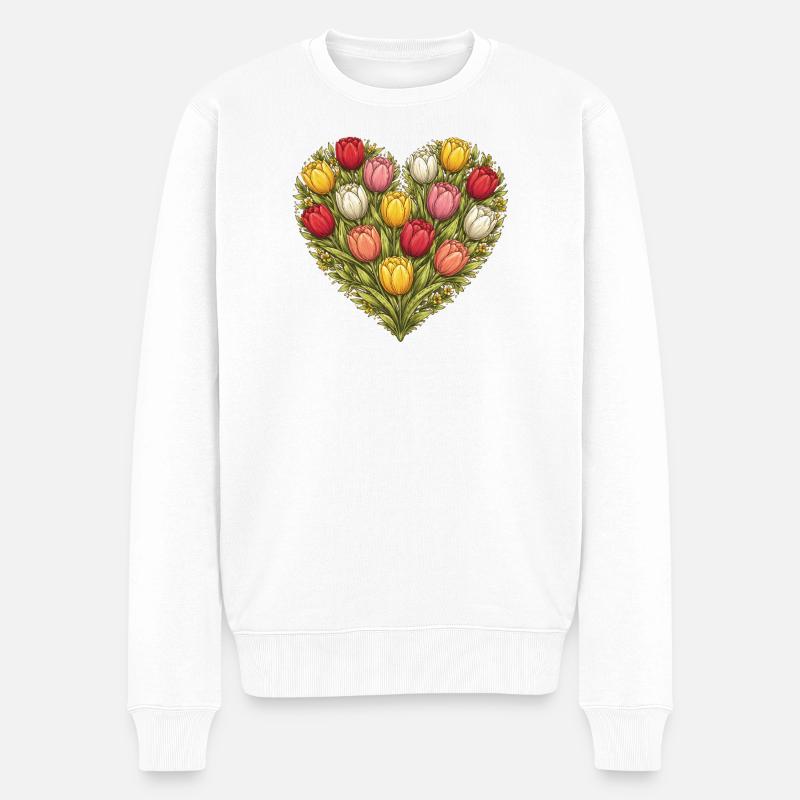 Tulpenherzstrauß - Männer Premium Bio Pullover - Weiß